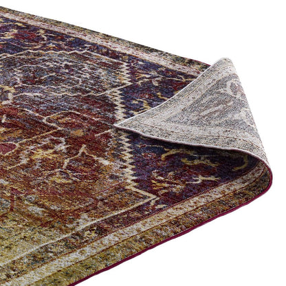 Kaede Transitional Distressed Vintage Floral Vintage Medallion 5x8 Area Rug