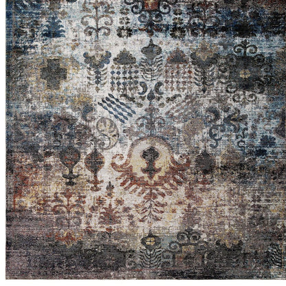 Tahira Transitional Distressed Vintage Floral Moroccan Trellis 5x8 Area Rug
