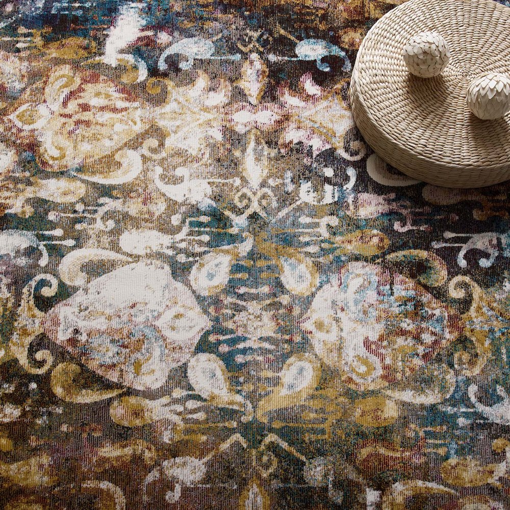 Jayla Transitional Distressed Vintage Floral Moroccan Trellis 4x6 Area Rug