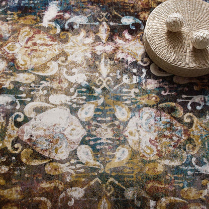 Jayla Transitional Distressed Vintage Floral Moroccan Trellis 5x8 Area Rug