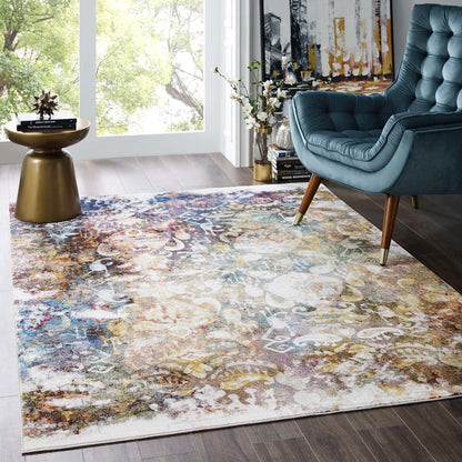 Jayla Transitional Distressed Vintage Floral Moroccan Trellis 5x8 Area Rug