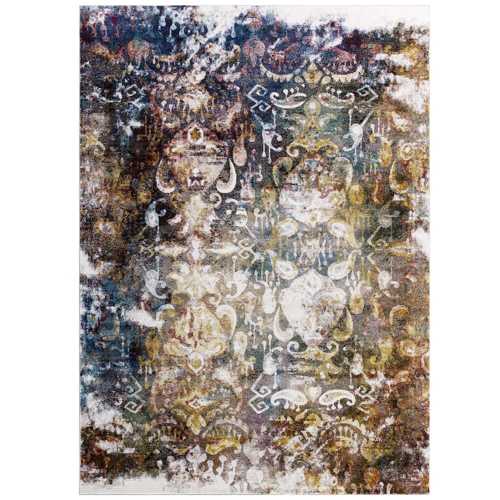 Jayla Transitional Distressed Vintage Floral Moroccan Trellis 8x10 Area Rug