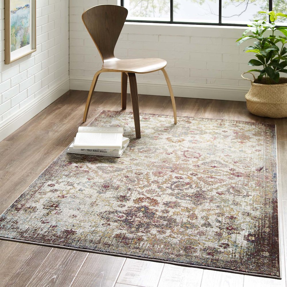 Success Kaede Distressed Vintage Floral Moroccan Trellis 4x6 Area Rug