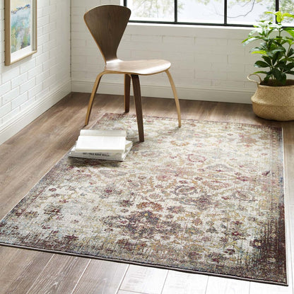 Success Kaede Distressed Vintage Floral Moroccan Trellis 4x6 Area Rug
