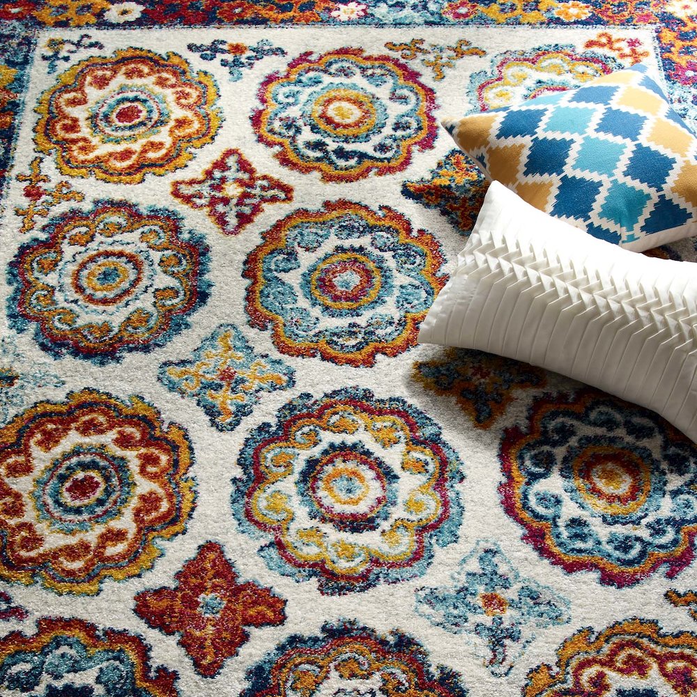 Entourage Odile Distressed Floral Moroccan Trellis 8x10 Area Rug