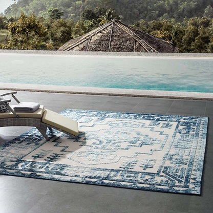 Nyssa Distressed Geometric Southwestern Aztec 8x10 Indoor/Outdoor Area Rug