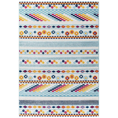 Cadhla Vintage Abstract Geometric Lattice 5x8 Indoor and Outdoor Area Rug