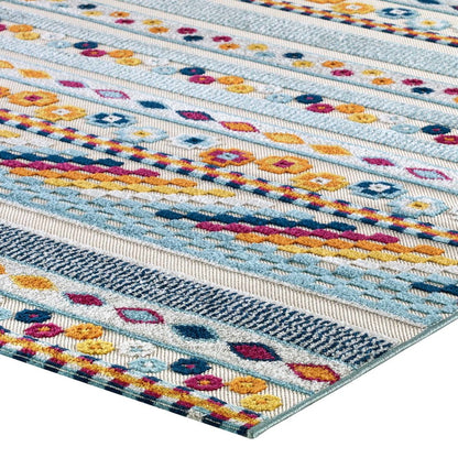 Cadhla Vintage Abstract Geometric Lattice 5x8 Indoor and Outdoor Area Rug