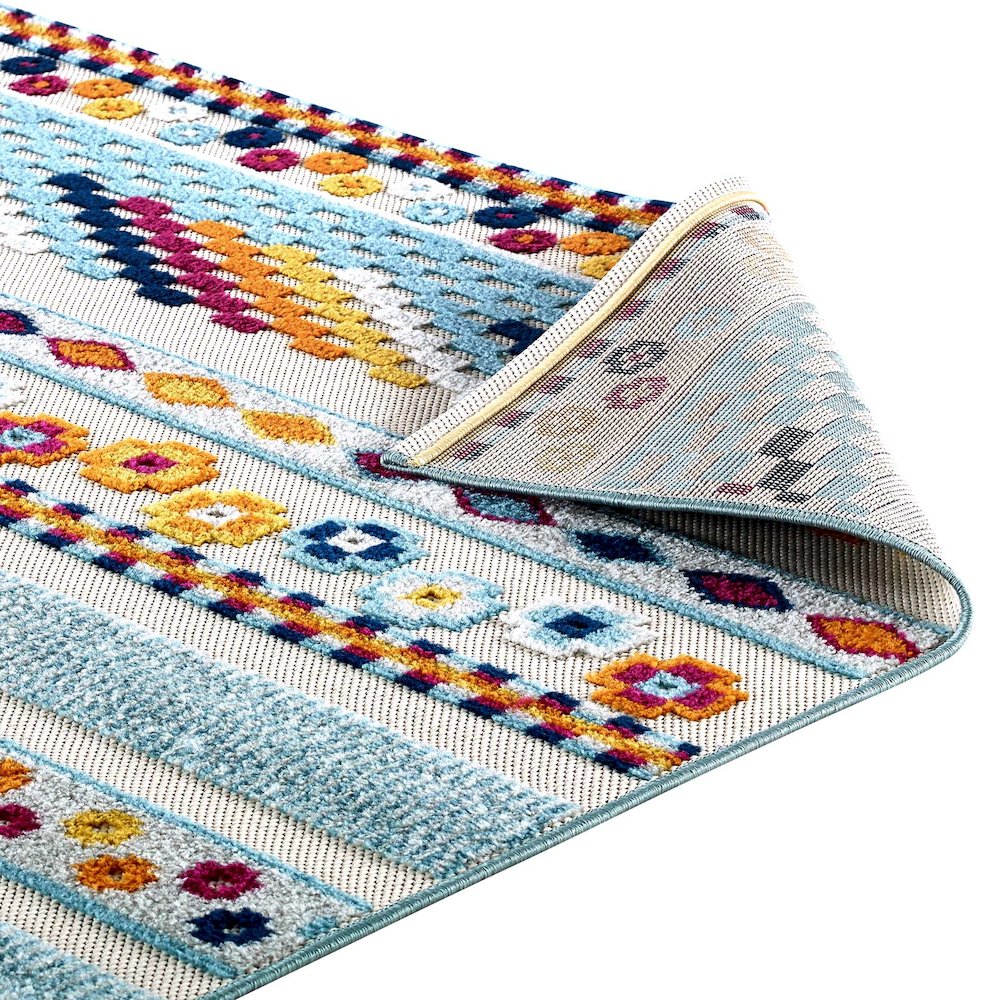 Cadhla Vintage Abstract Geometric Lattice 5x8 Indoor and Outdoor Area Rug