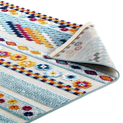 Cadhla Vintage Abstract Geometric Lattice 5x8 Indoor and Outdoor Area Rug