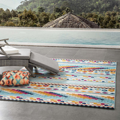 Cadhla Vintage Abstract Geometric Lattice 5x8 Indoor and Outdoor Area Rug