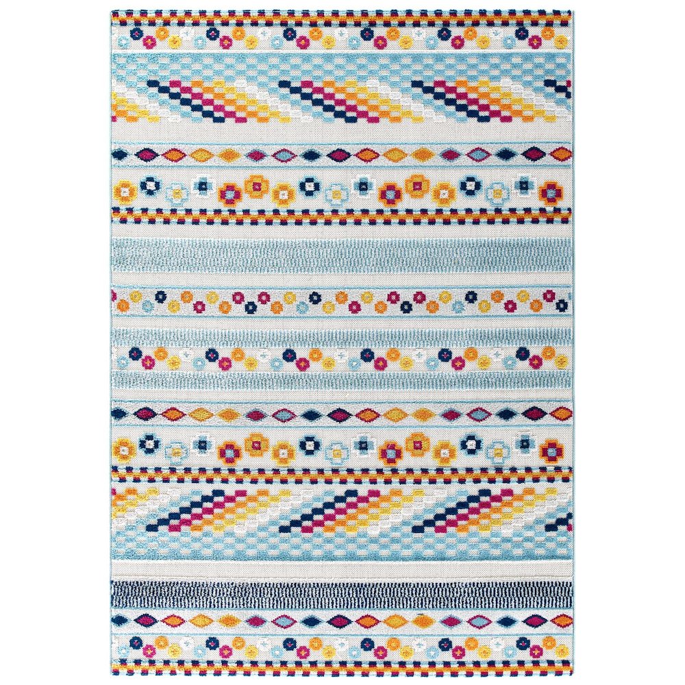 Cadhla Vintage Abstract Geometric Lattice 8x10 Indoor and Outdoor Area Rug
