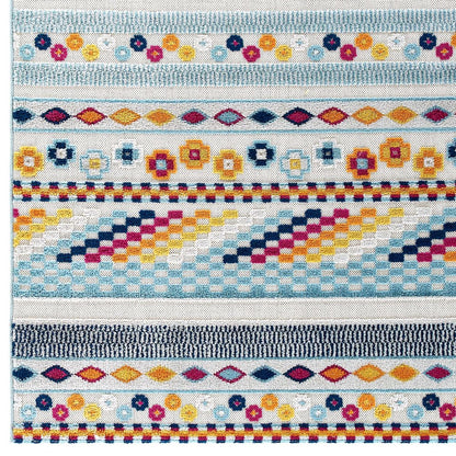 Cadhla Vintage Abstract Geometric Lattice 8x10 Indoor and Outdoor Area Rug