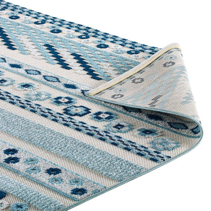Cadhla Vintage Abstract Geometric Lattice 5x8 Indoor and Outdoor Area Rug