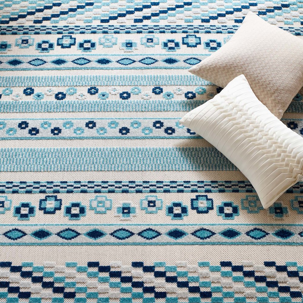 Cadhla Vintage Abstract Geometric Lattice 5x8 Indoor and Outdoor Area Rug