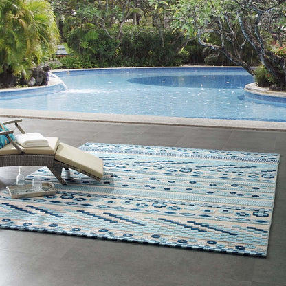 Cadhla Vintage Abstract Geometric Lattice 8x10 Indoor and Outdoor Area Rug