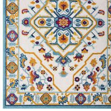 Freesia Distressed Floral Vintage Medallion 5x8 Indoor and Outdoor Area Rug