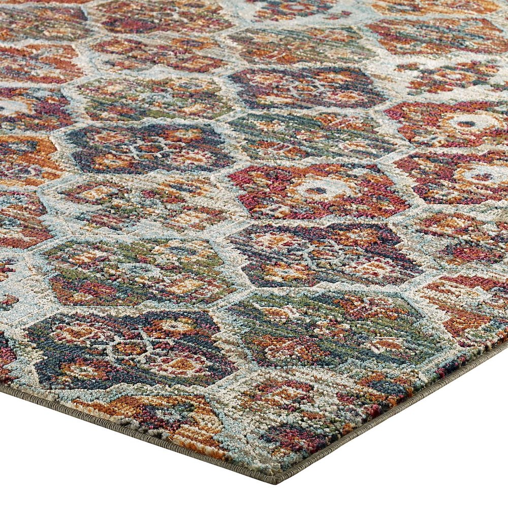 Tribute Azalea Distressed Vintage Floral Lattice 5x8 Area Rug