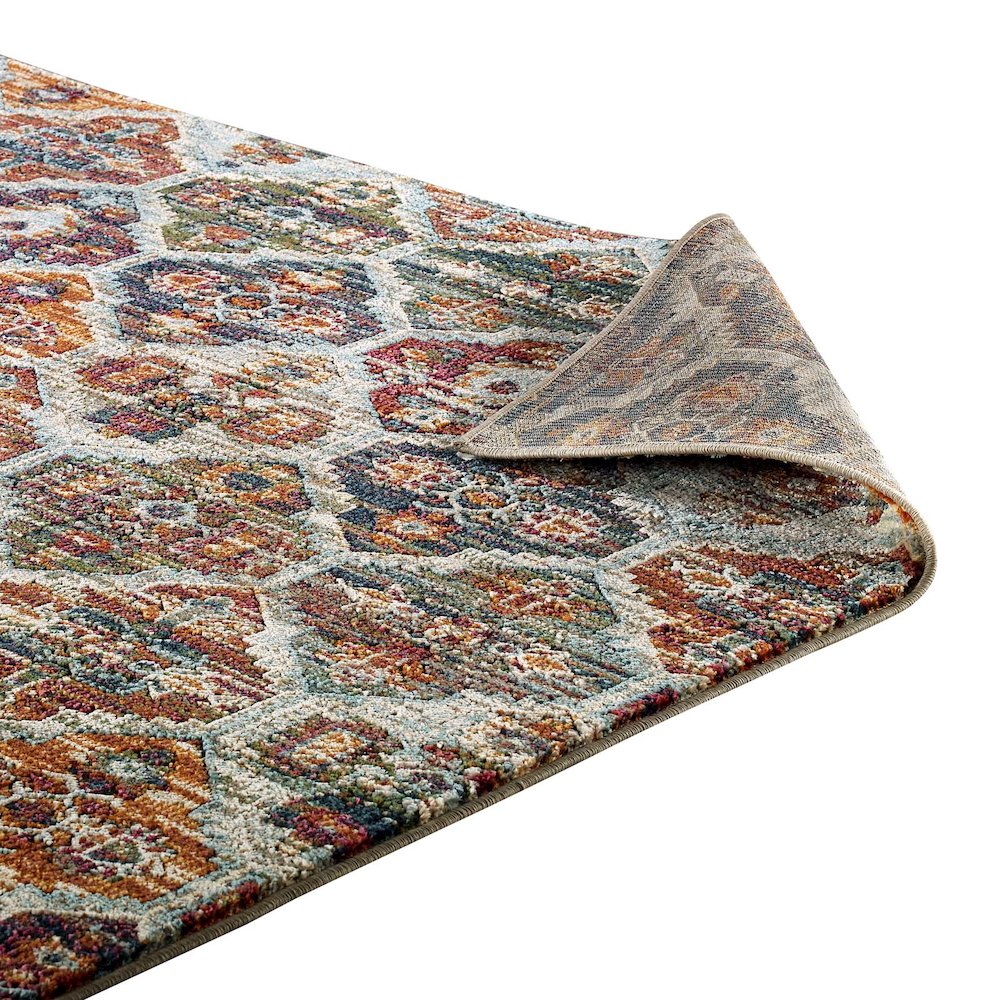Tribute Azalea Distressed Vintage Floral Lattice 8x10 Area Rug