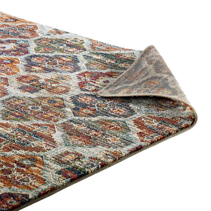 Tribute Azalea Distressed Vintage Floral Lattice 8x10 Area Rug