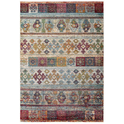 Tribute Nala Distressed Vintage Floral Lattice 5x8 Area Rug