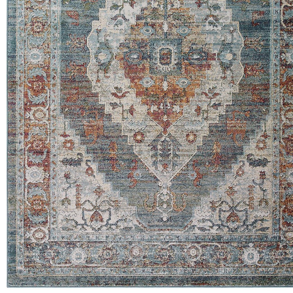 Tribute Camellia Distressed Vintage Floral Vintage Medallion 5x8 Area Rug