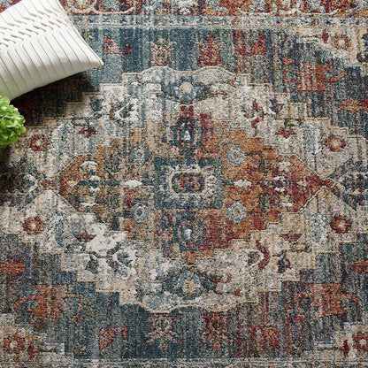 Tribute Camellia Distressed Vintage Floral Vintage Medallion 8x10 Area Rug