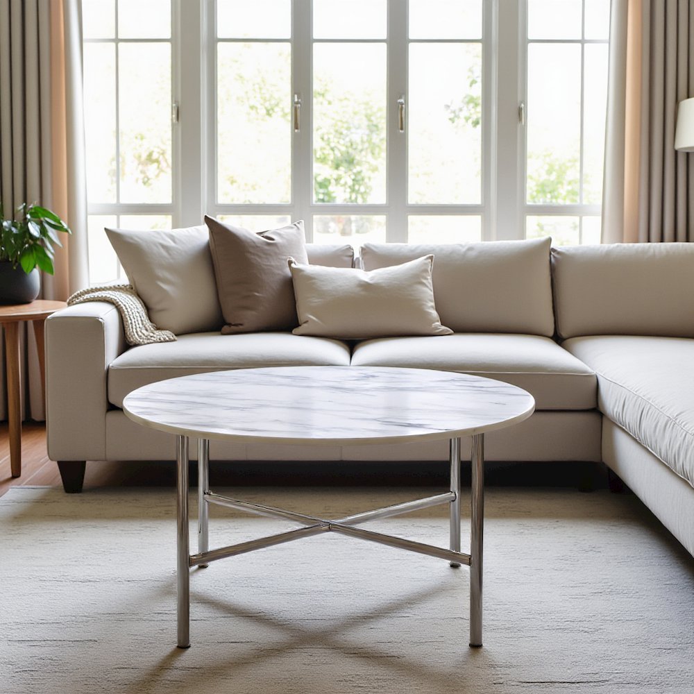 Elegant Coffee and End Table Set for Living Room, 3-Piece Chrome Finish