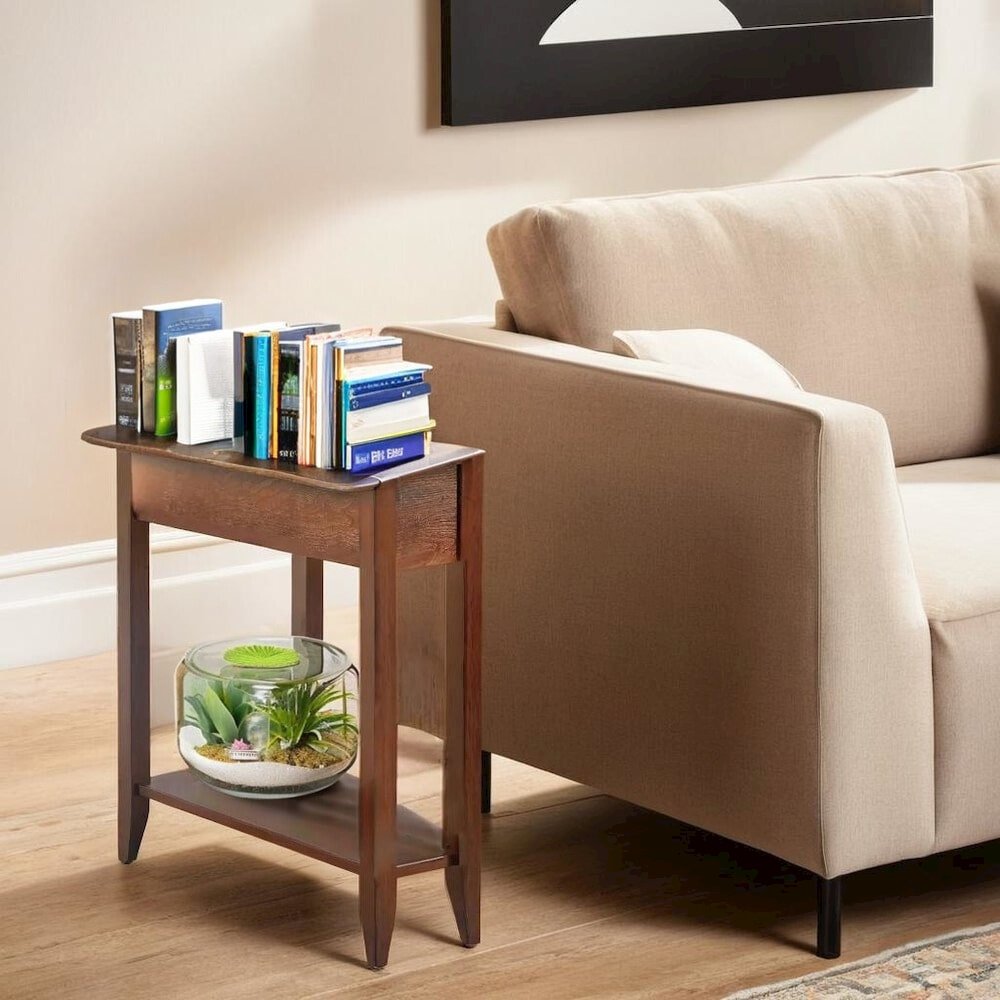 Brown Wedge End Table with MDF Construction, Modern and Practical Design
