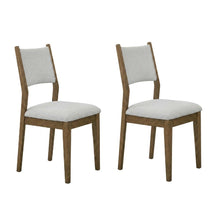Set of 2 Walnut Oak Dining Chairs with Gray Fabric, Contemporary Style