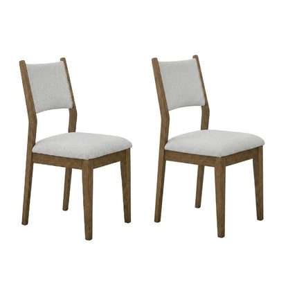 Set of 2 Walnut Oak Dining Chairs with Gray Fabric, Contemporary Style