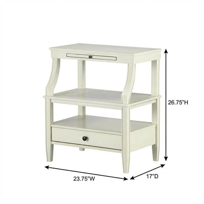 Antique White Storage Nightstand with Spacious Top and Classic Design
