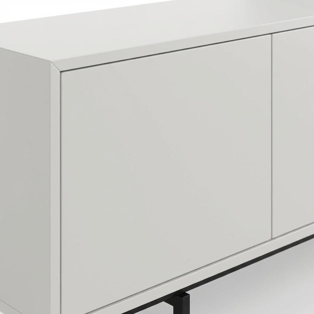 White Laminate TV Stand with 4 Doors and Modern Design