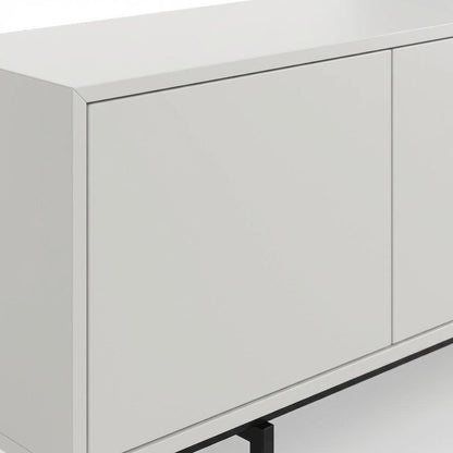 White Laminate TV Stand with 4 Doors and Modern Design