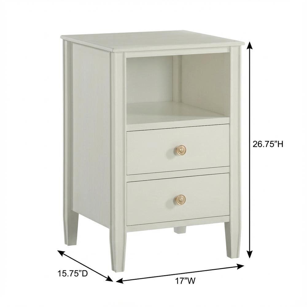 Antique White Nightstand with 2-Drawer Storage and Traditional Design