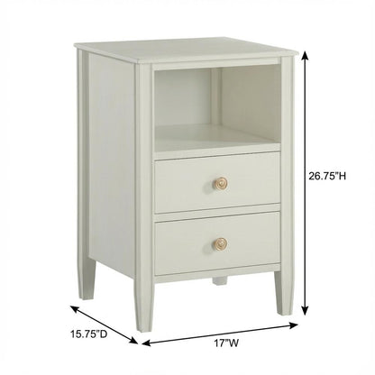 Antique White Nightstand with 2-Drawer Storage and Traditional Design