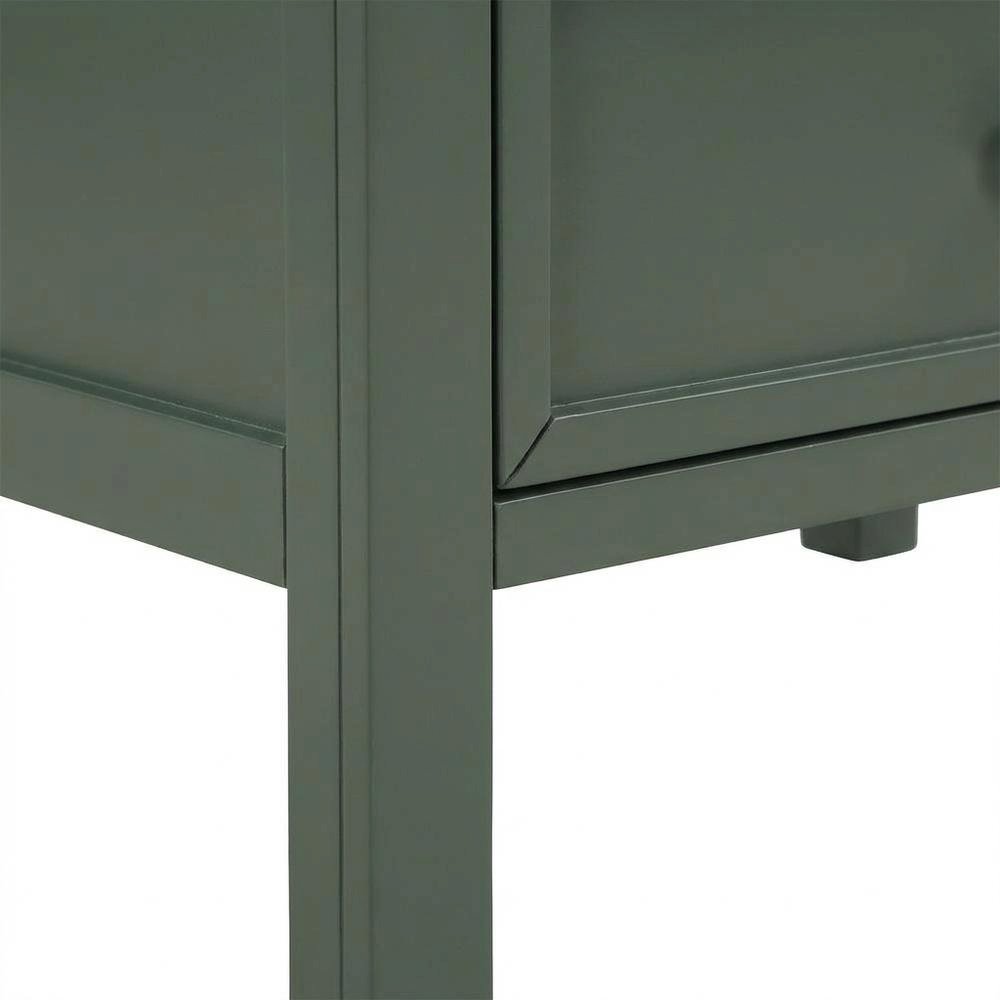 Vintage Green Nightstand with 2 Drawers and Classic Style