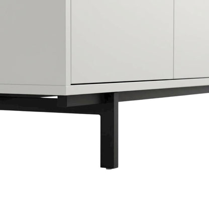 White Laminate TV Stand with 4 Doors and Modern Design