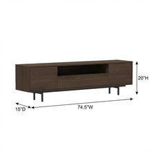Walnut Finish Modern TV Console with 3 Doors in Engineered Wood