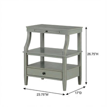 Antique Grey Storage Nightstand with Spacious Drawer and Modern Design