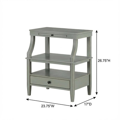 Antique Grey Storage Nightstand with Spacious Drawer and Modern Design