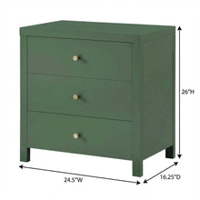 Vintage Green Nightstand with 3-Drawer Storage and Casual Design