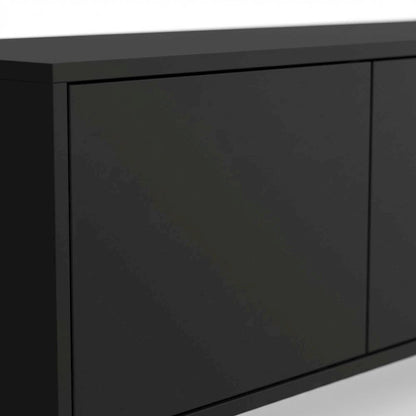 Black Laminate TV Console with 4 Doors in Modern and Industrial Style