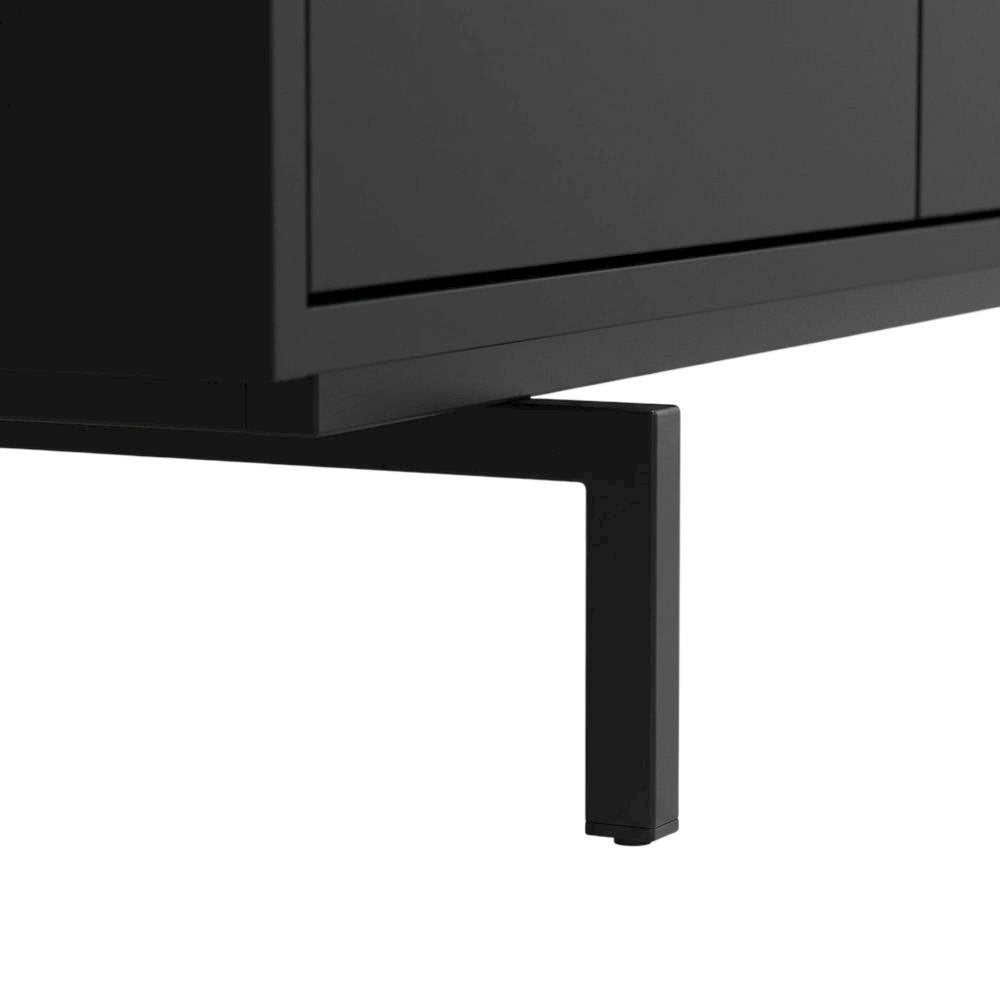 Black Laminate TV Console with 4 Doors in Modern and Industrial Style