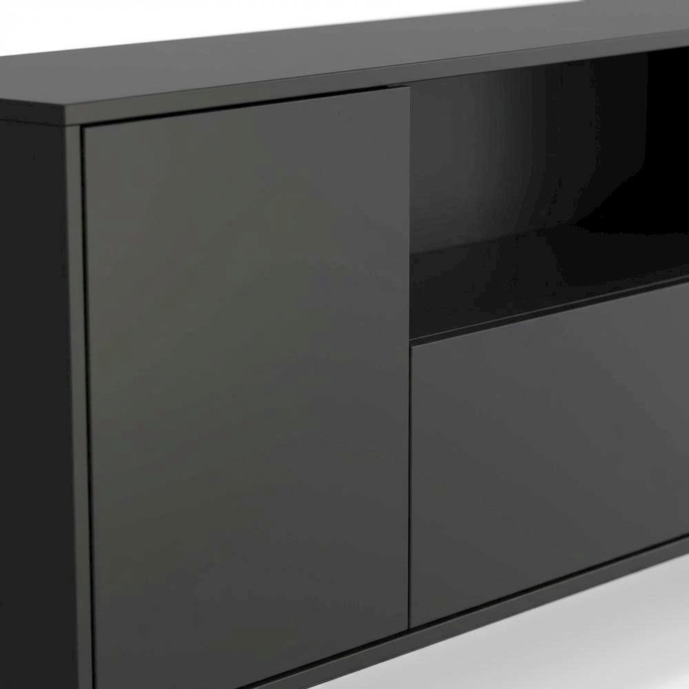 Black Laminate TV Console with 3 Doors and Modern Design