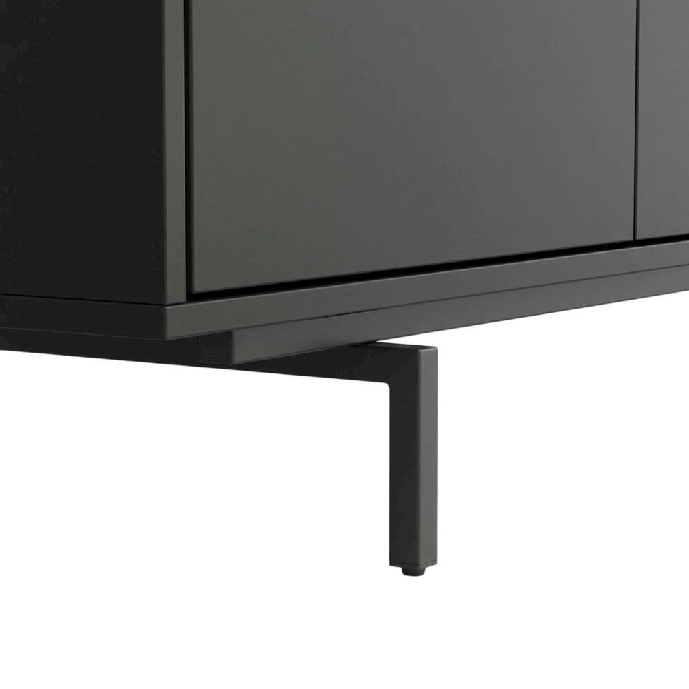 Black Laminate TV Console with 3 Doors and Modern Design
