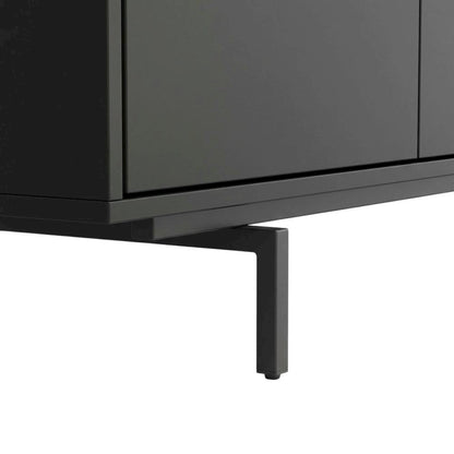 Black Laminate TV Console with 3 Doors and Modern Design