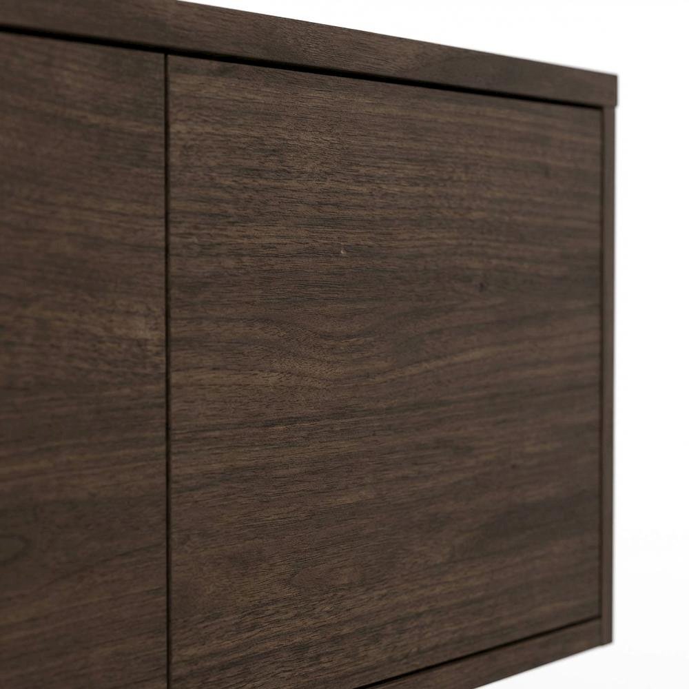 Industrial brown laminate TV console with four doors in engineered wood
