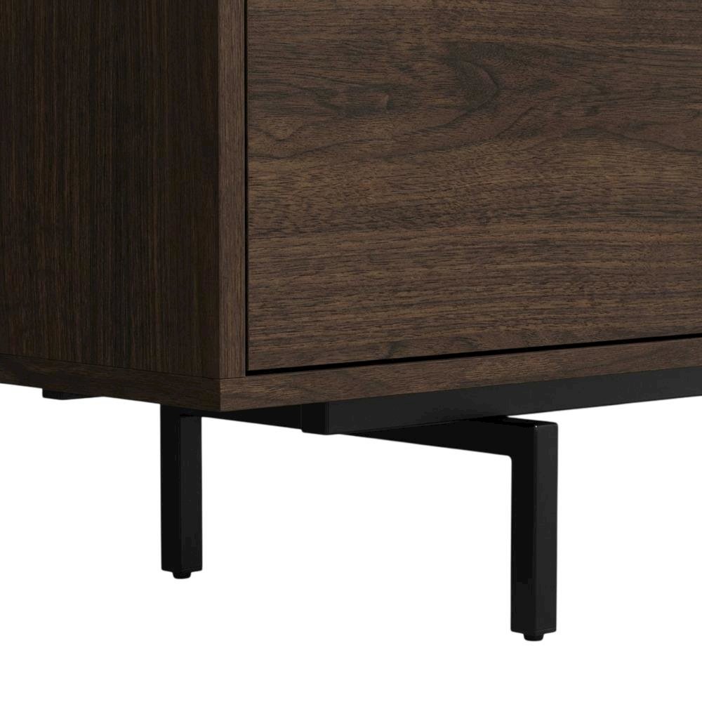 Industrial brown laminate TV console with four doors in engineered wood