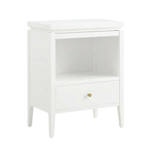 White Bedroom Nightstand, Gold Hardware, Casual, Farmhouse, Transitional Style